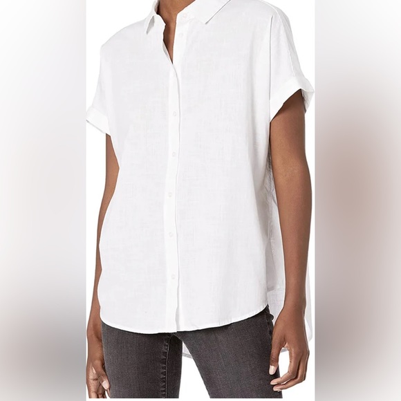 Goodthreads Tops - Goodthreads Women's Washed Cotton Short-Sleeve Shirt, Bright White Small